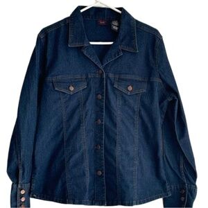 Bill Blass Jeanswear stretch button down western style jean shirt size L